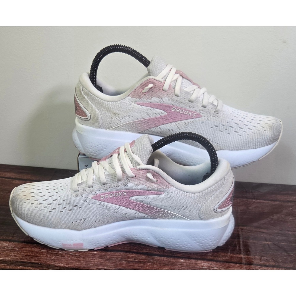 Brooks Ghost 16 Womens Running Shoes White Pink 1204071B136 Size 8.5 B